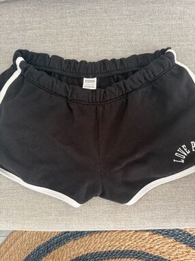 PINK Victoria's Secret Black Athletic Ringer Shorts with White Trim